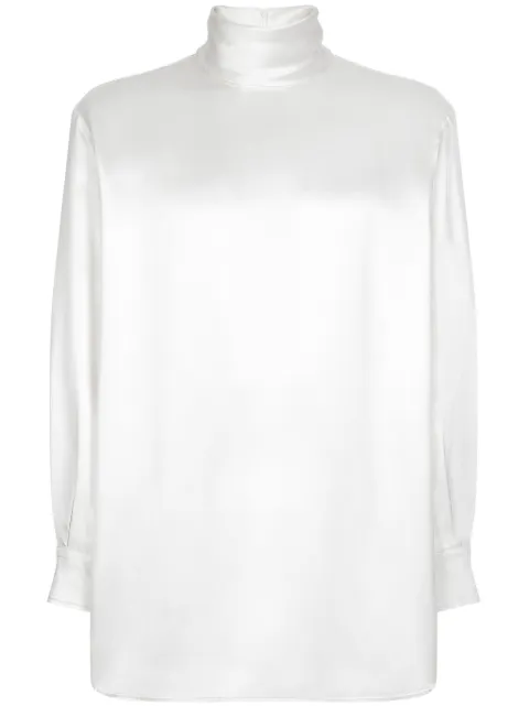 Dolce & Gabbana high-neck silk shirt White G8SD9TFU1NU