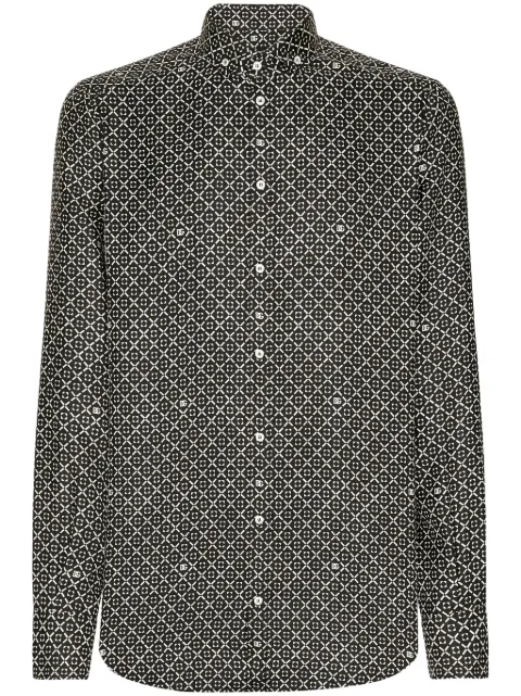 Dolce & Gabbana geometric-print silk shirt Black G5MA4TIS1VN