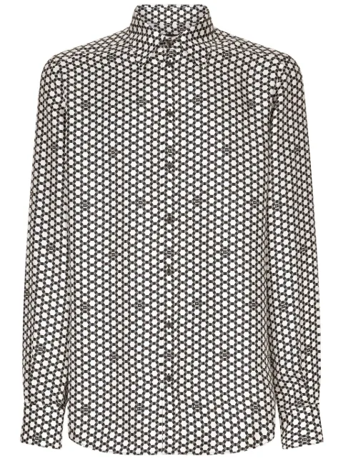 Dolce & Gabbana geometric-print silk shirt Black G5LB0TIS1VP