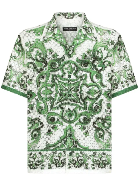 Dolce & Gabbana Majolica-print crochet shirt Green G5JH9TFIM4P