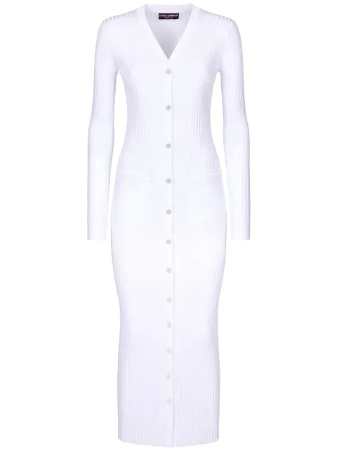 Dolce & Gabbana ribbed-knit long cardigan White FXV37TJFMEM