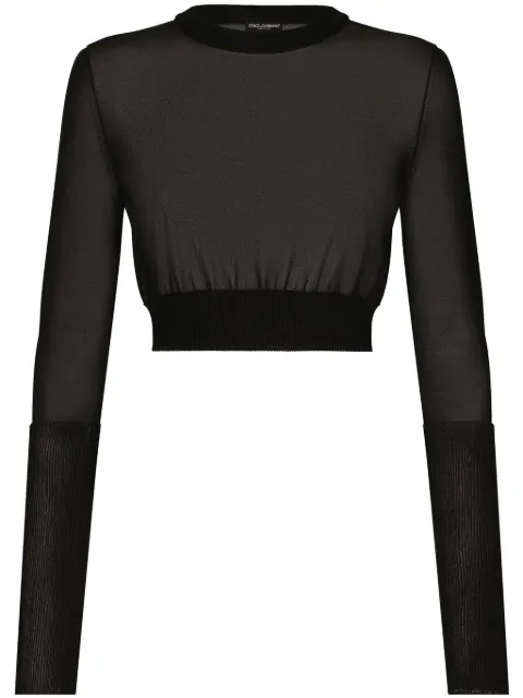 Dolce & Gabbana semi-sheer cropped top Black FXM54TJAIM9