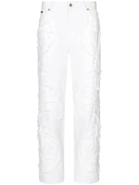 Dolce & Gabbana logo-patch boyfriend jeans White FTCGNZG8LC6