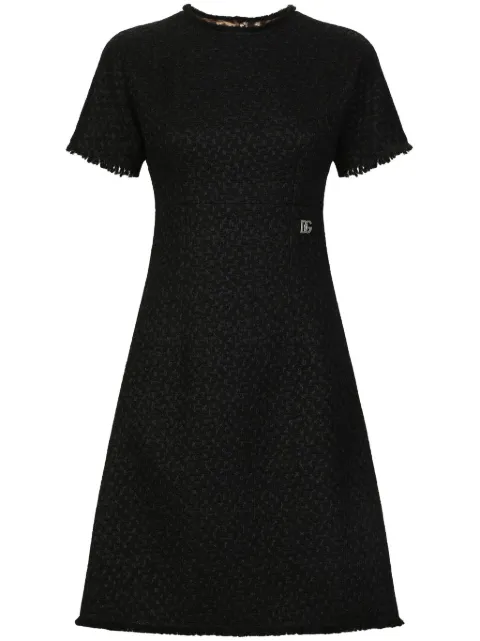 Dolce & Gabbana DNA appliqué-logo bouclé mini dress Black F6ARVTHUMUA