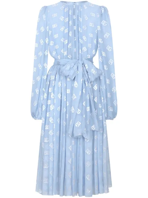 Dolce & Gabbana DNA monogram-jacquard chiffon midi dress Blue F6AOJTFJTBR