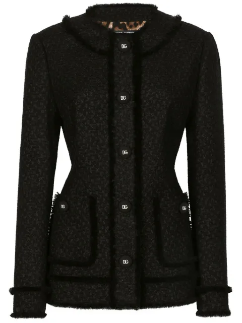 Dolce & Gabbana single-breasted raschel tweed jacket Black F2940TGDCLW