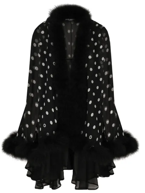 Dolce & Gabbana polka-dot silk cape Black F0E1YTIS1VH