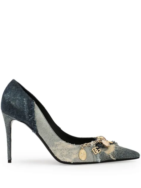 Dolce & Gabbana DNA charm-embellished denim pumps Blue CD1884A5649