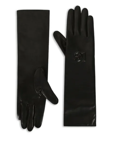 Dolce & Gabbana embossed-logo leather gloves Black BG0170AQ381