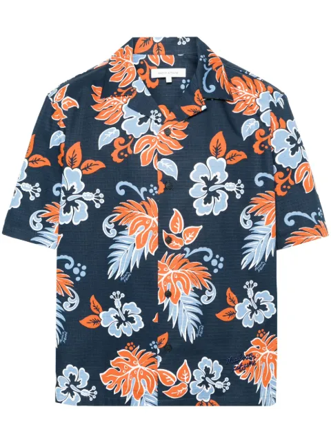 Maison Kitsuné floral-print ripstop shirt Blue MM00402WW4016