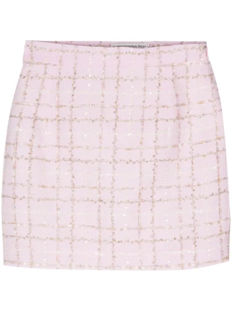 Alessandra Rich sequin-embellished tweed mini skirt Pink FABX1441F4321