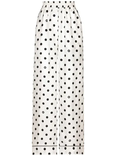 Dolce & Gabbana polka dot-print silk pajama trousers White FTAMPTIS1VI