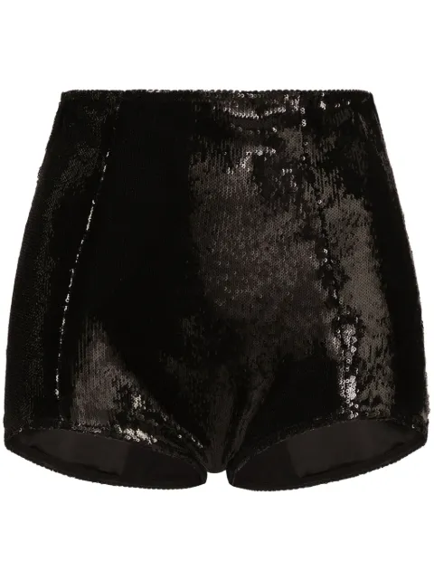 Dolce & Gabbana high-waisted sequinned shorts Black FTABOTFLSIM