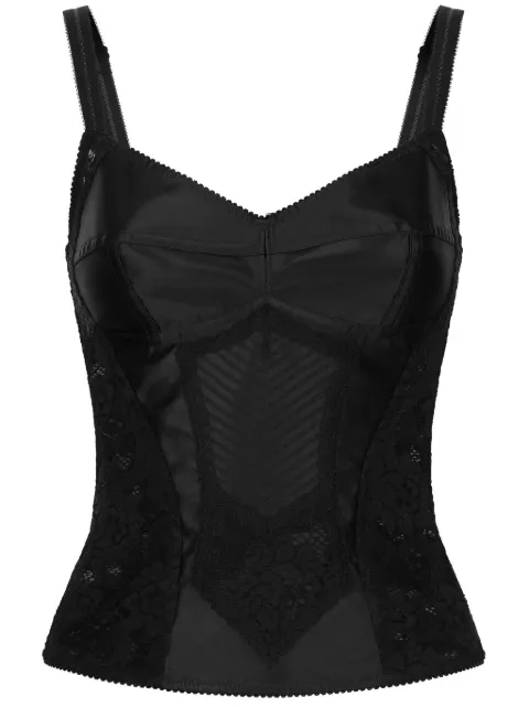 Dolce & Gabbana corset lace and satin top Black F7AC6TGDCL9