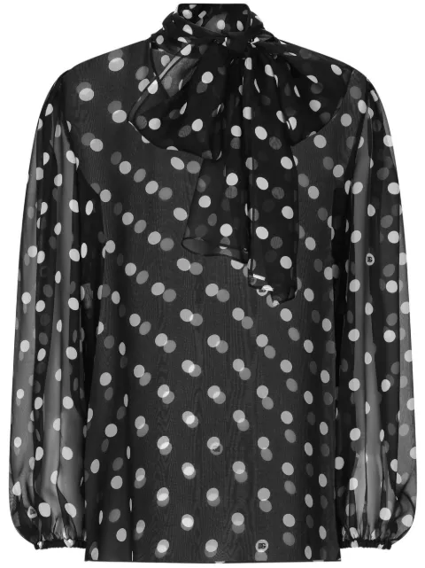 Dolce & Gabbana polka-dot print pussy-bow shirt Black F778TTIS1VH