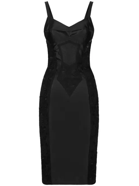 Dolce & Gabbana satin and lace calf-length corset dress Black F6JKZTGDCL9