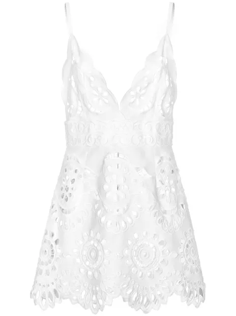 Dolce & Gabbana openwork-embroidery sleeveless mini cotton dress White F6JIHZGDCJR