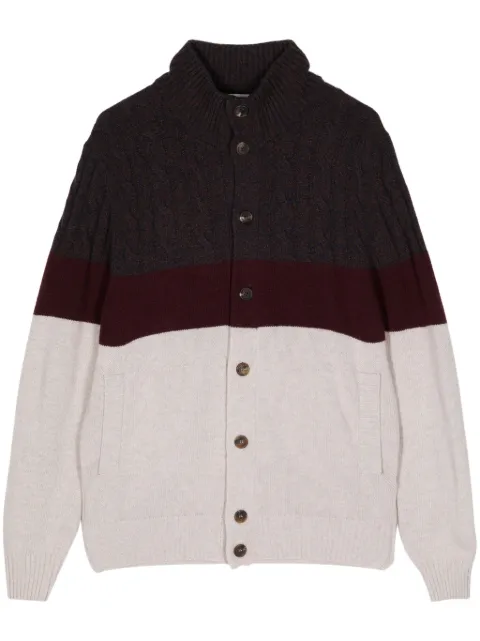 Cruciani colour-block cable-knit cardigan Neutrals UC3266441B88GB01