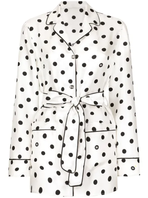 Dolce & Gabbana polka-dot silk pajama shirt White F5I89TIS1VI