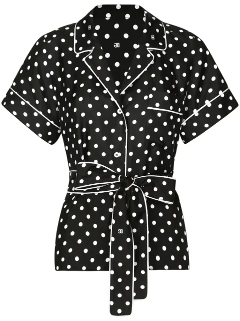 Dolce & Gabbana polka-dot print silk shirt Black F5G67TIS1VM