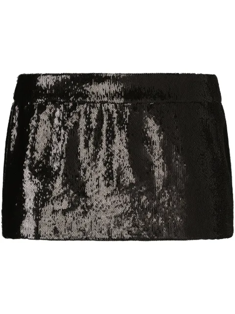 Dolce & Gabbana mini sequined low-rise skirt Black F4CWOTFLSIM