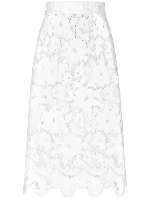 Dolce & Gabbana floral-embroidery open-work skirt White F4CVRZFG6AD