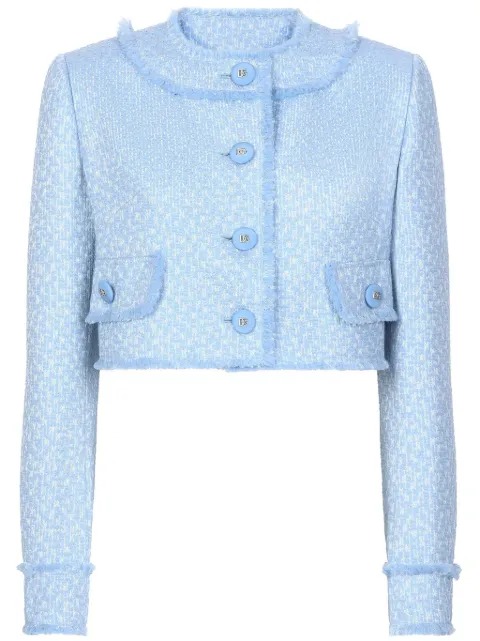 Dolce & Gabbana DNA frayed cropped jacket Blue F26X8THUMUA