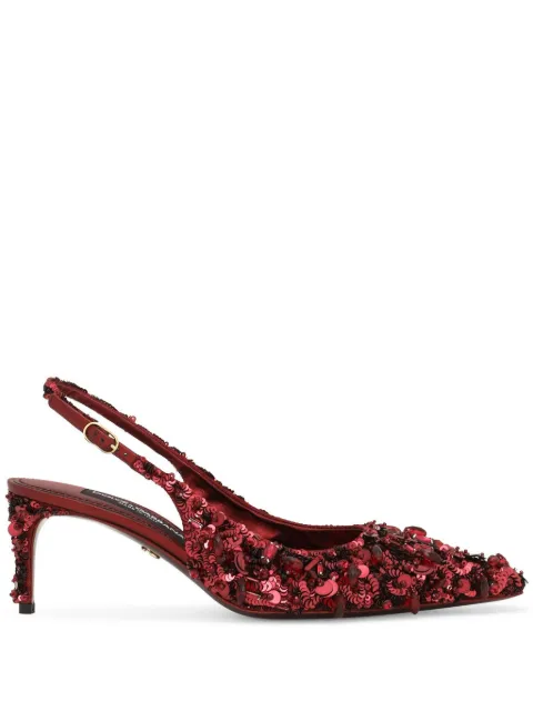 Dolce & Gabbana crystal-embellished slingback pumps Red CG0806A9U87