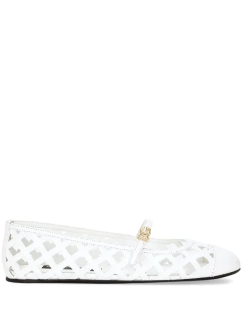 Dolce & Gabbana perforated leather ballerina shoes White CB0216AW576