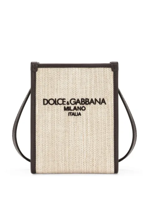Dolce & Gabbana small logo-embroidered canvas shoulder bag Neutrals BM3025AN233