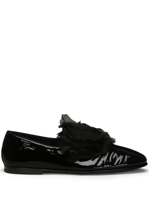 Dolce & Gabbana patent leather slippers with flower appliqué Black A50645A3G48