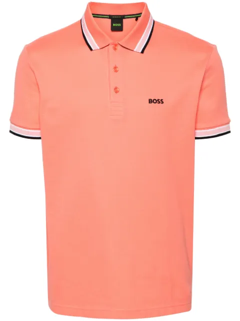BOSS logo-embroidered piqué polo shirt Orange 50469055