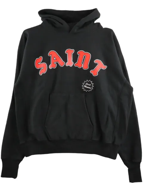 SAINT MXXXXXX logo-print cotton hoodie Black SMYS80000037