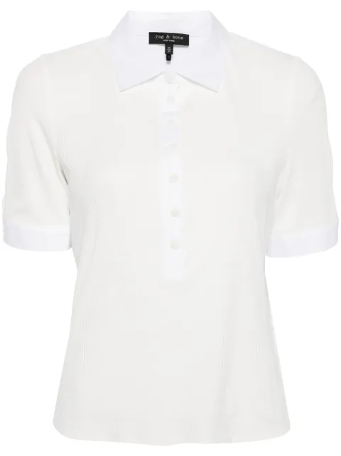 rag & bone ribbed cotton-modal blend polo shirt White WAC24ST030MM30