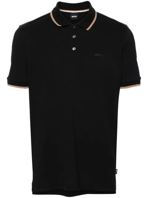 BOSS logo-embroidered cotton polo shirt Black 50494697