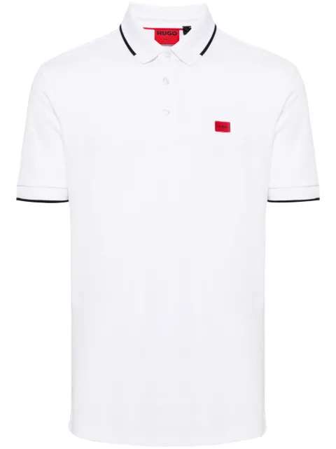 HUGO logo-patch tipped polo shirt White 50490775