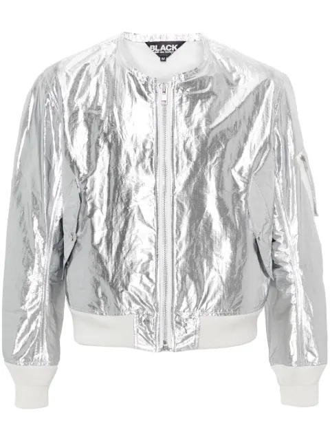 Black Comme Des Garçons metallic-finish bomber jacket Silver 1MJ013