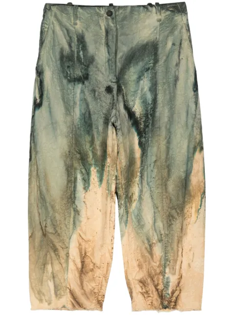 Masnada tie-dye cropped cotton trousers Blue 7632