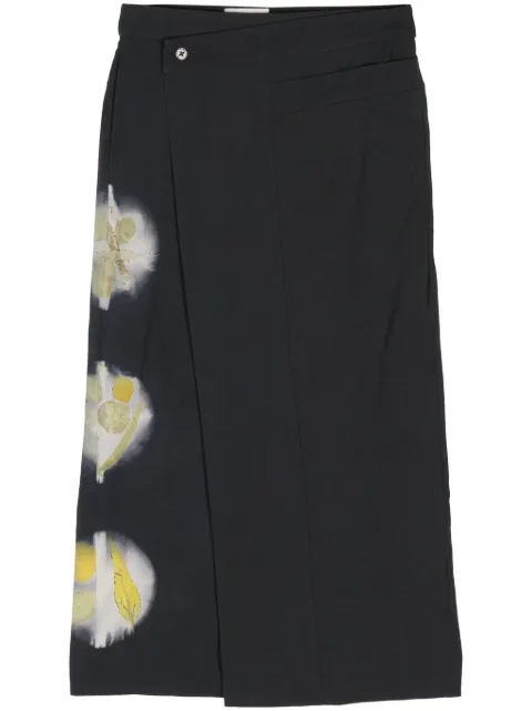 Feng Chen Wang abstract-print wool midi skirt Black FWS17SK11