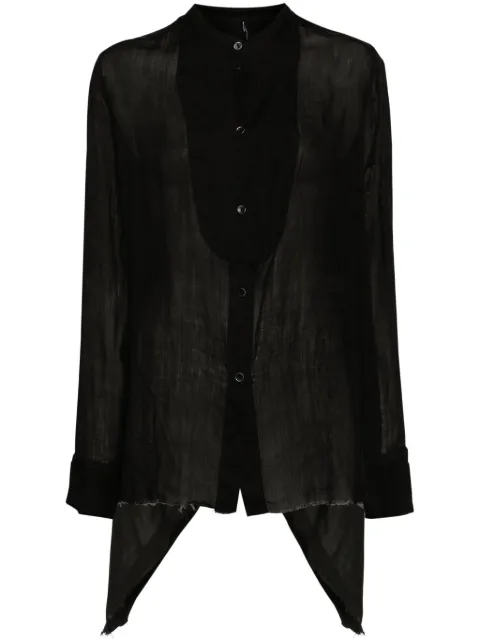 Masnada band-collar raw-cut hem shirt Black 7620BLK