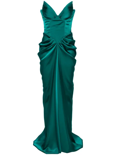Ana Radu corset-style satin gown Green 40699