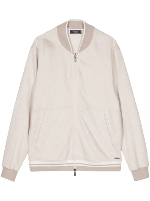 Peserico stripe-detail cotton bomber jacket Brown R52199J0