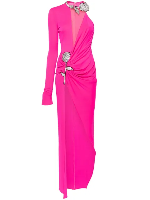 David Koma floral-appliqué ruched gown Pink SS24DK27DL