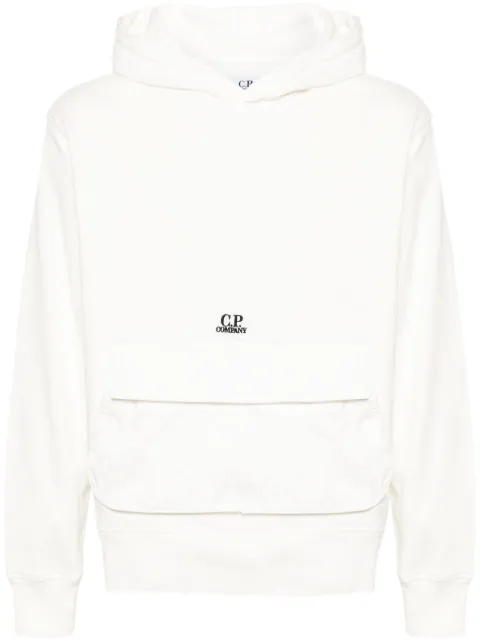 C.P. Company logo-embroidered cotton hoodie White 16CMSS250A110039M