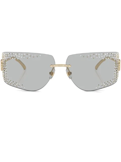 Jimmy Choo Eyewear crystal-embellished rimless sunglasses Silver JC4009B300687