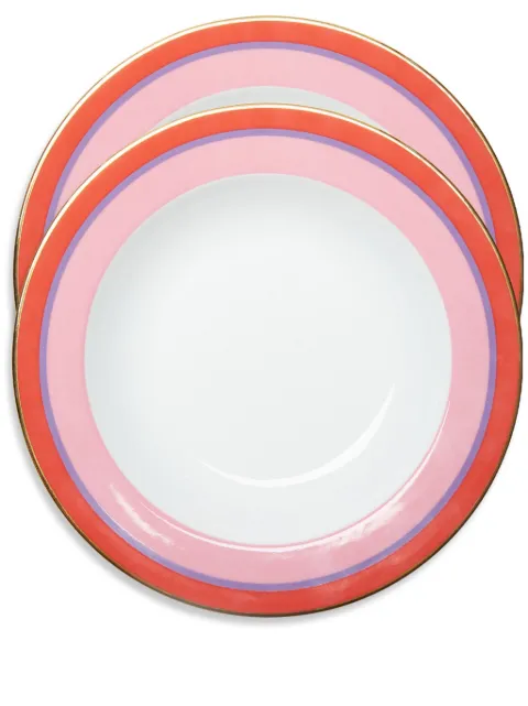 La DoubleJ Rainbow soup plates (set of two) Pink SOU0002CER001RAI06PI01