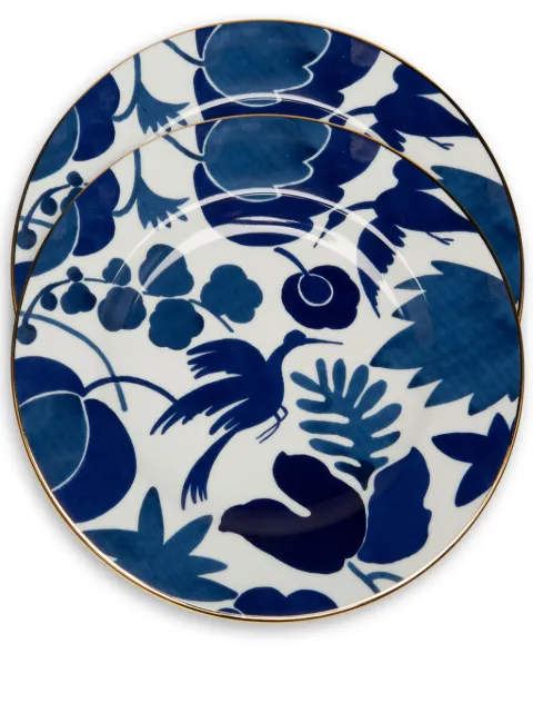 La DoubleJ Wildbird dinner plates (set of two) Blue DIN0002CER001BIR01BU03