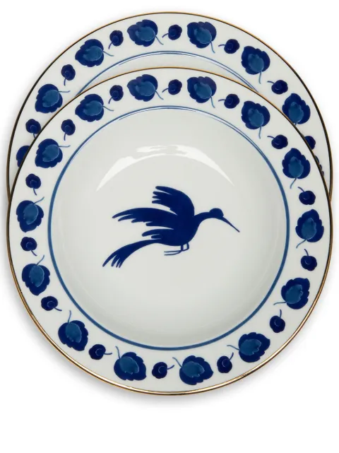 La DoubleJ Wildbird soup plates (set of two) Blue SOU0002CER001BIR01BU03