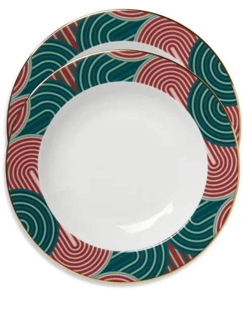 La DoubleJ Slinky soup plates (set of two) Green SOU0002CER001SLI05GR02