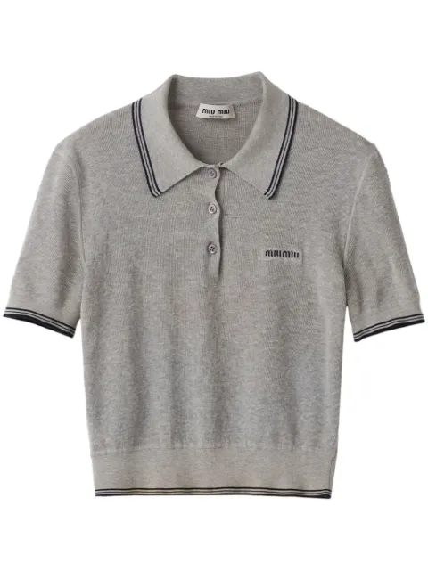 Miu Miu stripe-detail polo top Grey MML956SOOO15BL